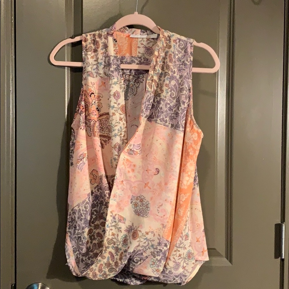 Sleeveless wrap blouse